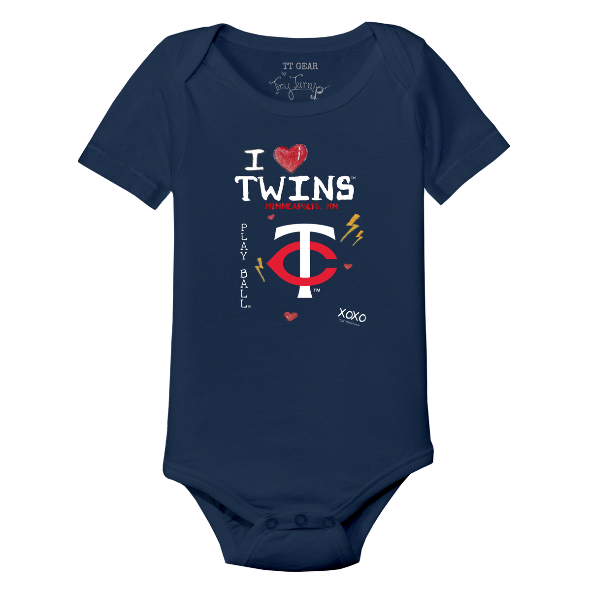 I Heart Twins Short Sleeve Snapper - Tiny Turnip