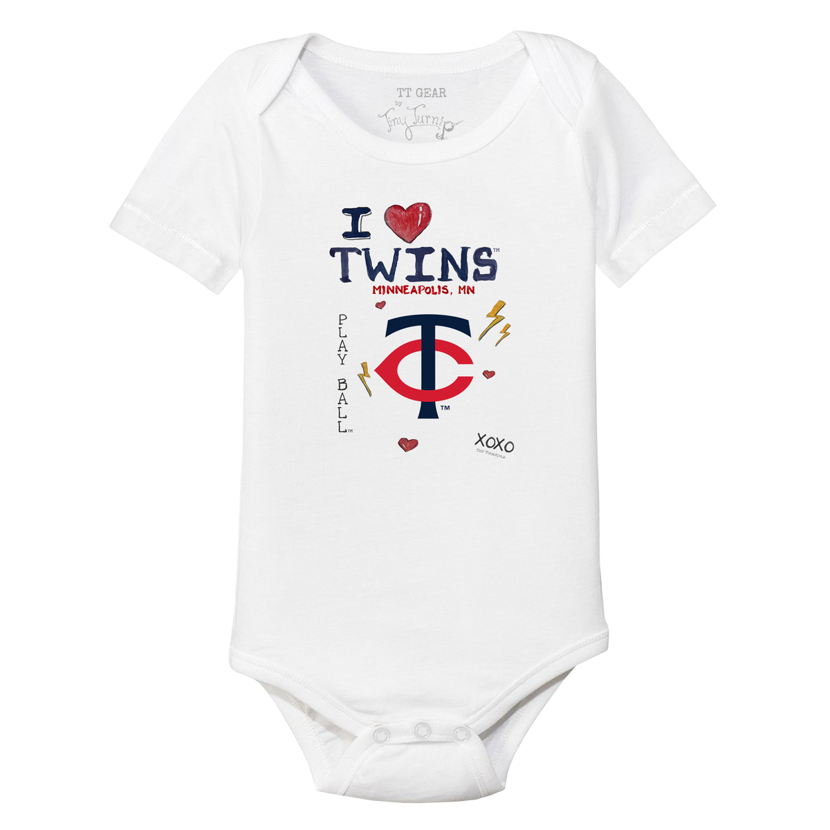 I Heart Twins Short Sleeve Snapper - Tiny Turnip