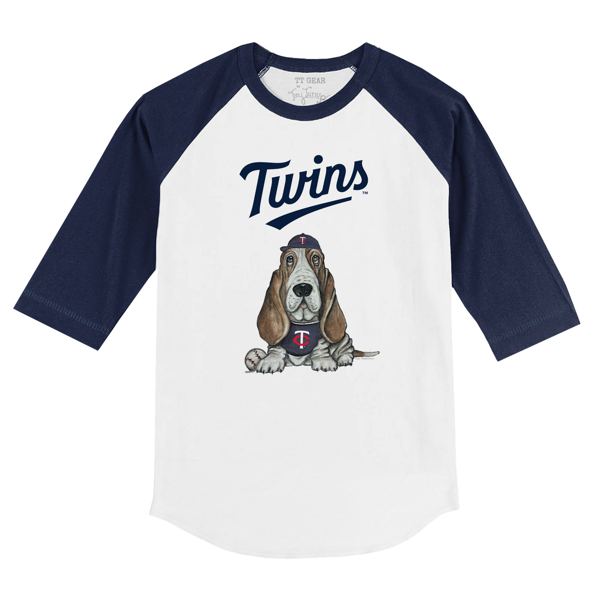 Minnesota Twins Puddy 3/4 Navy Blue Sleeve Raglan - Tiny Turnip