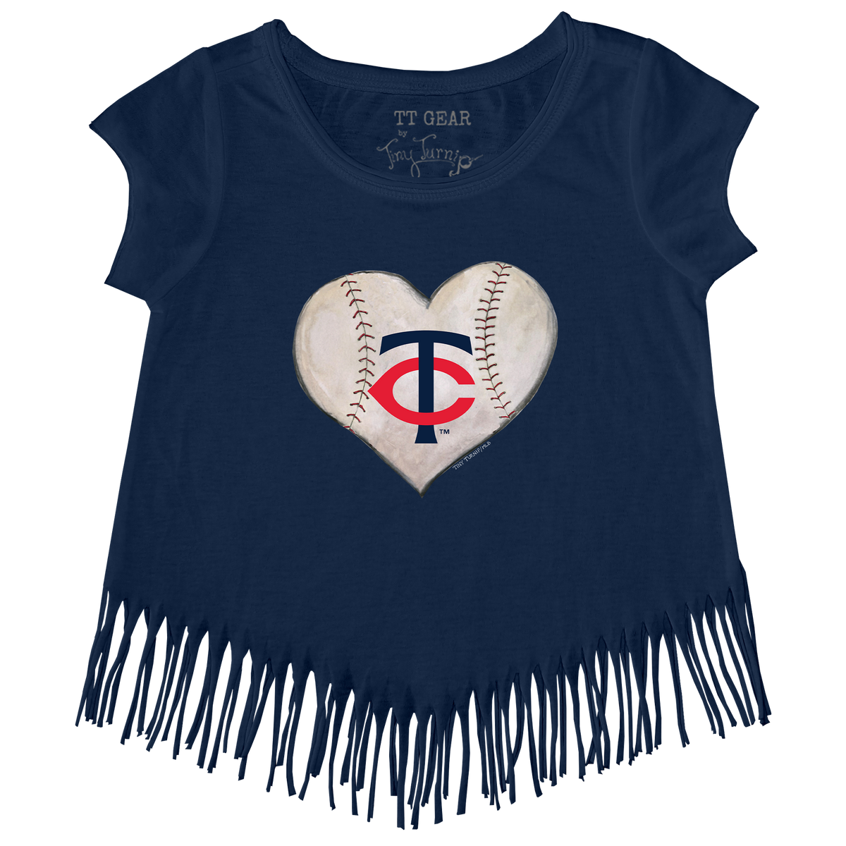 Minnesota Twins Stitched Heart Fringe Tee - Tiny Turnip