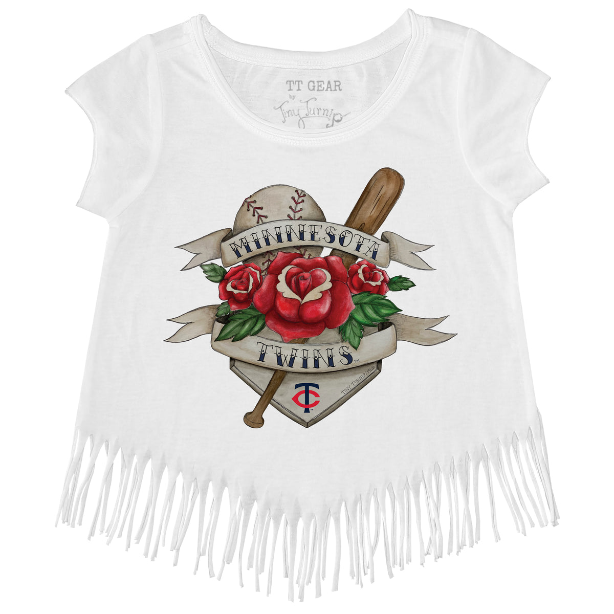 Minnesota Twins Tattoo Rose Fringe Tee