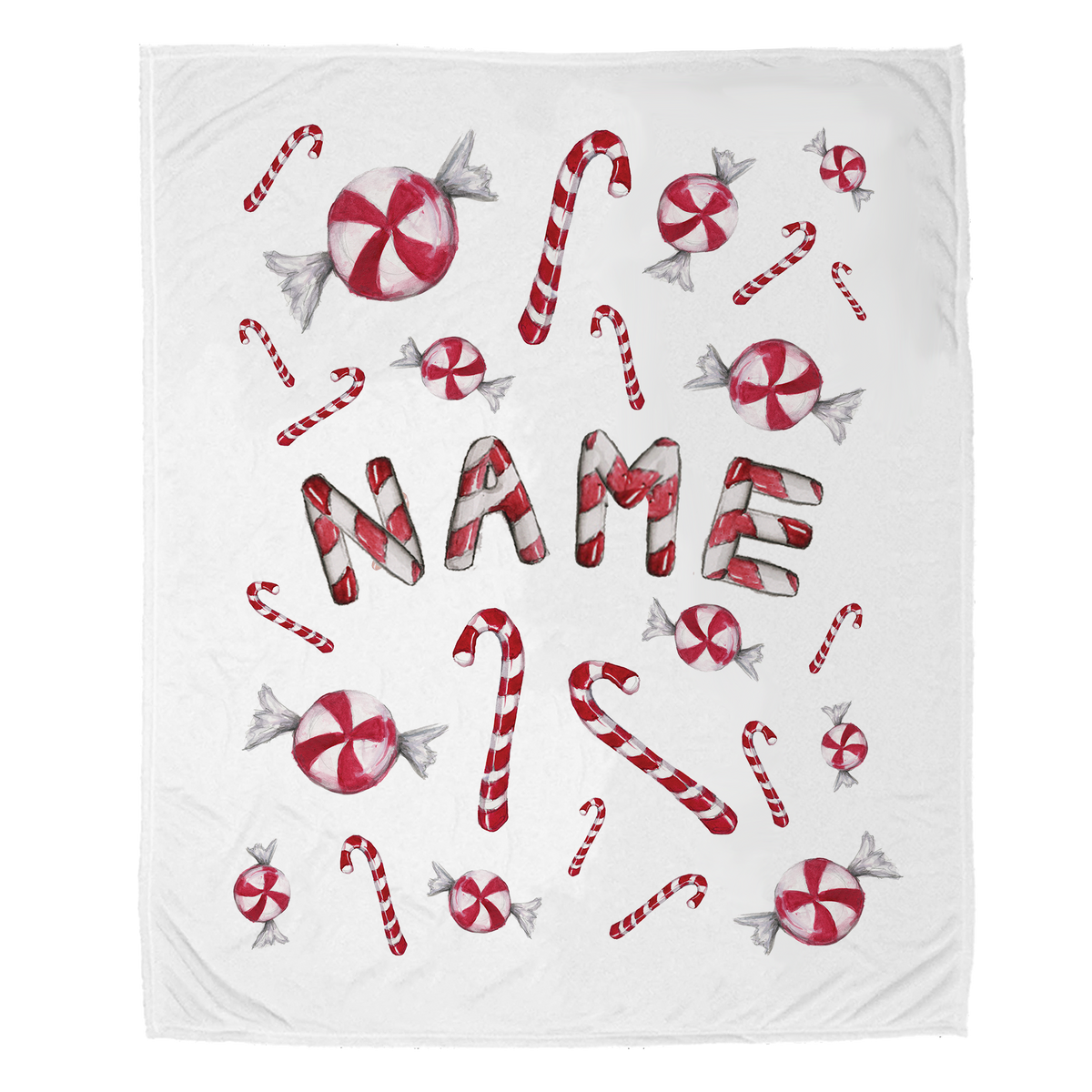 Candy Cane Peppermint Velveteen Plush Blanket