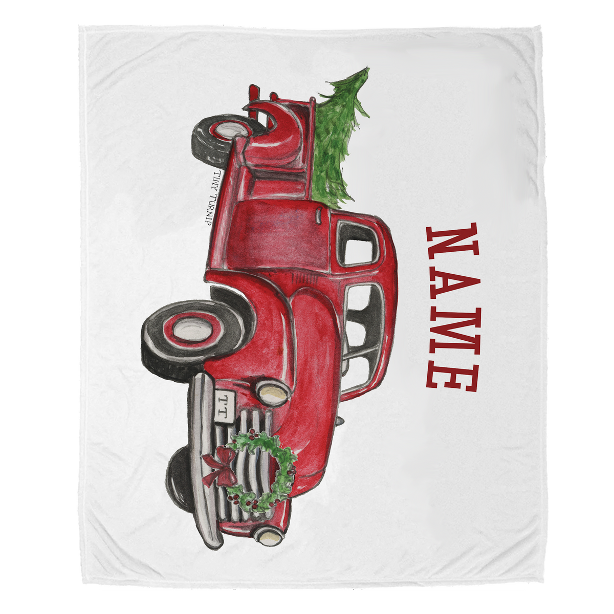 Vintage Christmas Truck Velveteen Plush Blanket