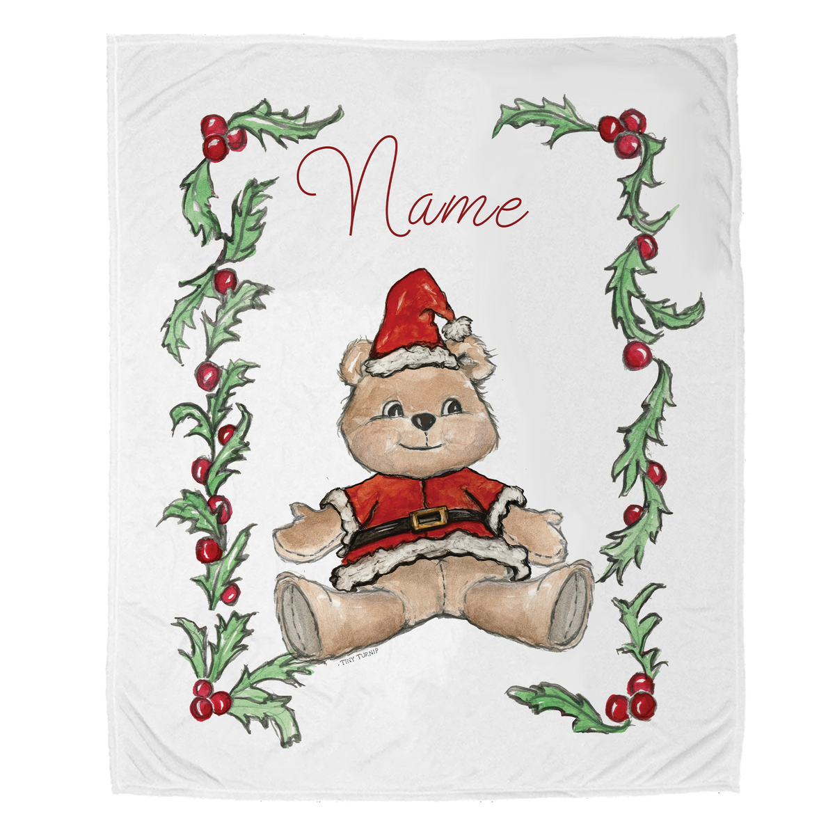 Santa Teddy Velveteen Plush Blanket