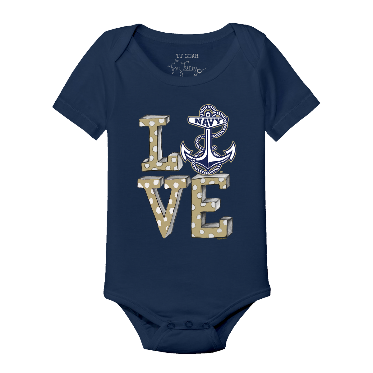 Navy Midshipmen LOVE Short Sleeve Snapper