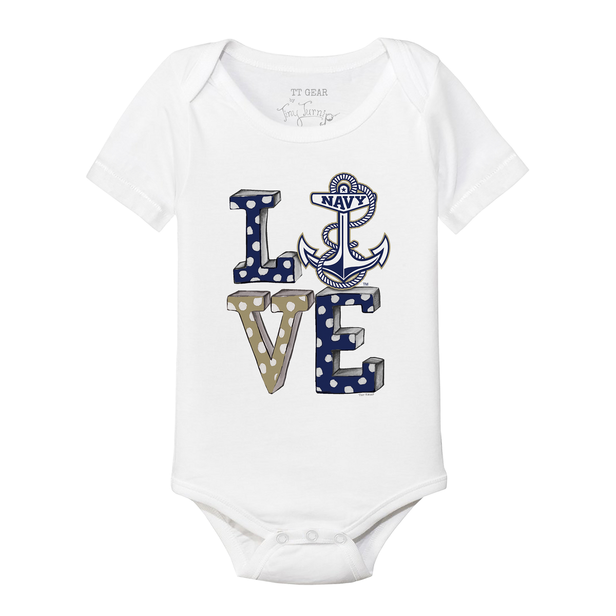 Navy Midshipmen LOVE Short Sleeve Snapper