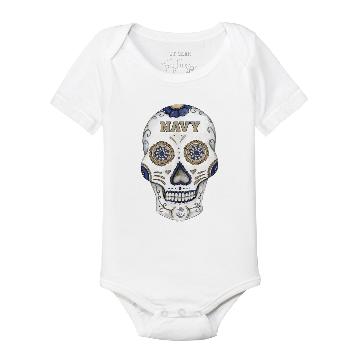 Navy Midshipmen Sugar Skull Short Sleeve Snapper