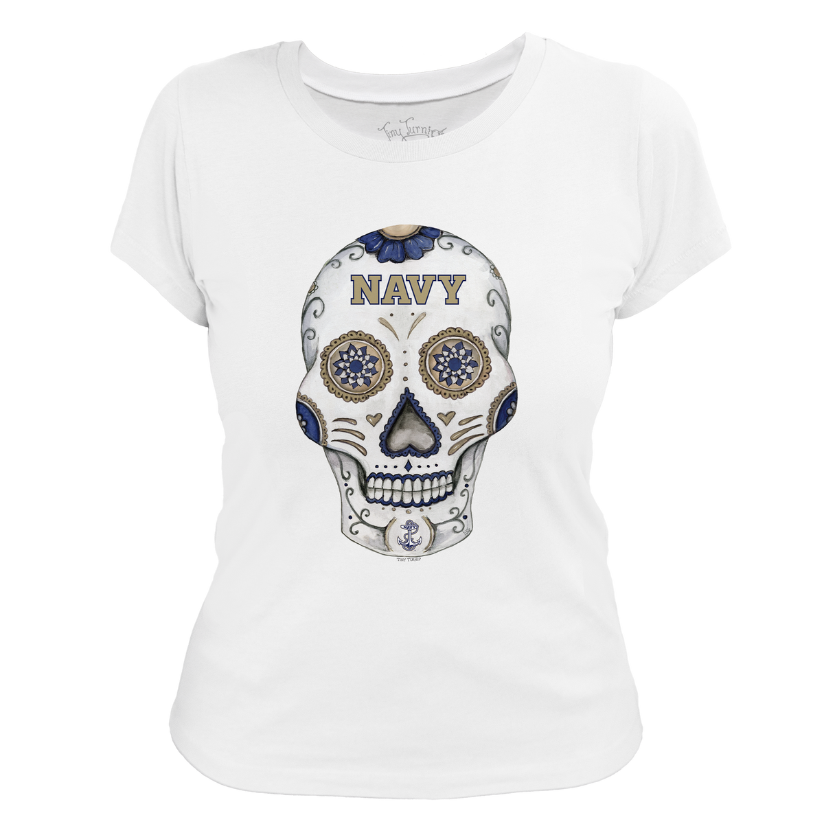 Navy Midshipmen Sugar Skull Women's Tee Shirt
