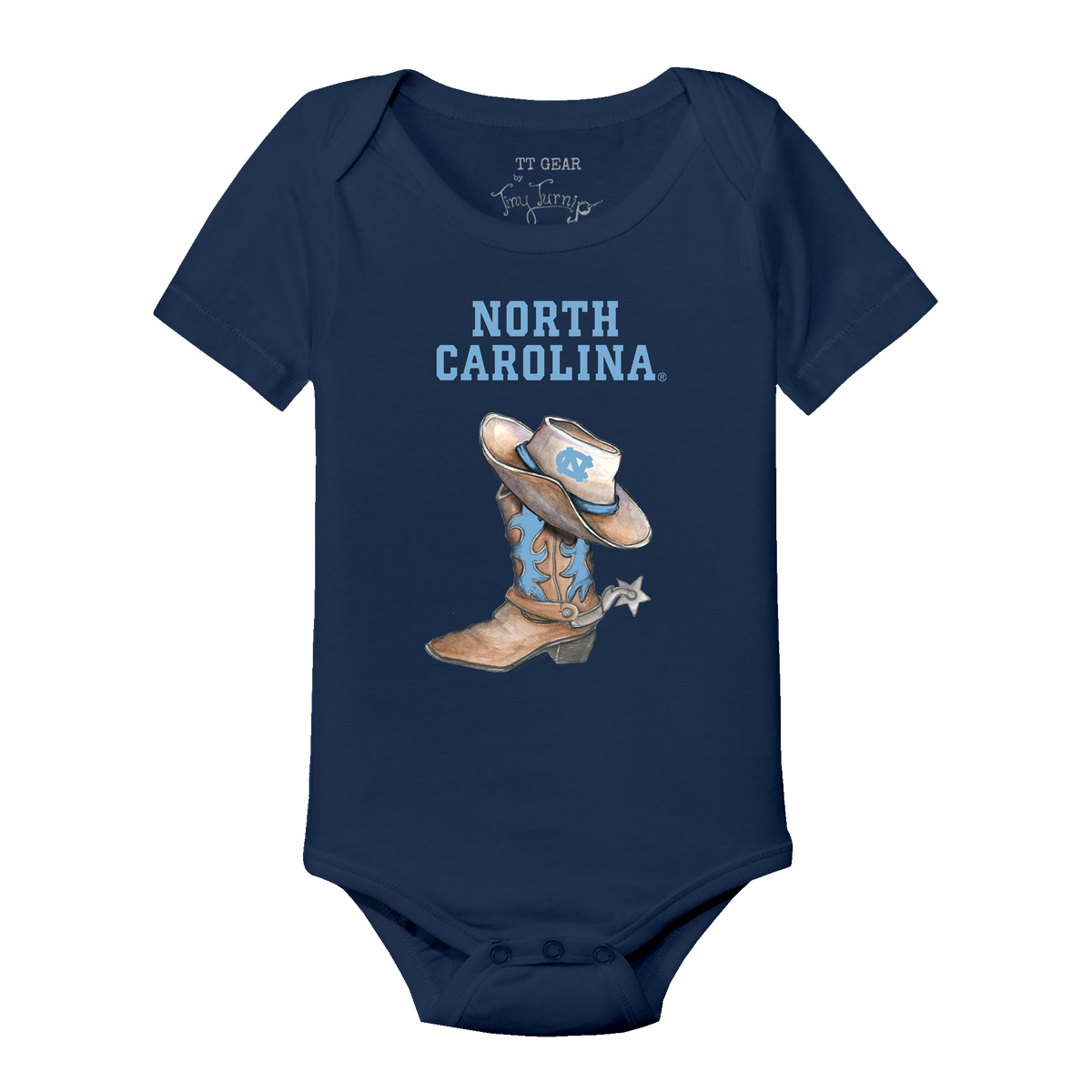 North Carolina Tar Heels Cowboy Boot Short Sleeve Snapper