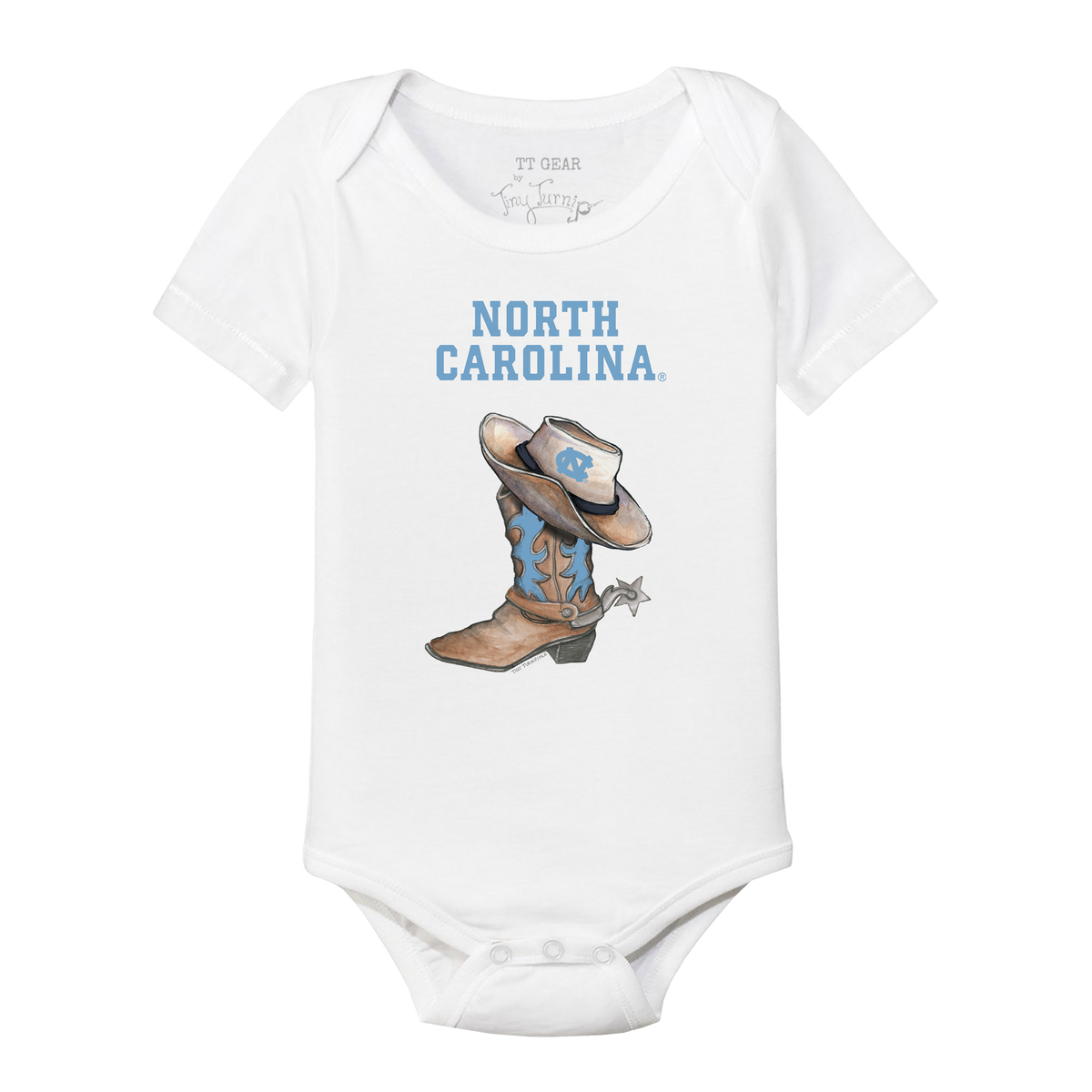 North Carolina Tar Heels Cowboy Boot Short Sleeve Snapper
