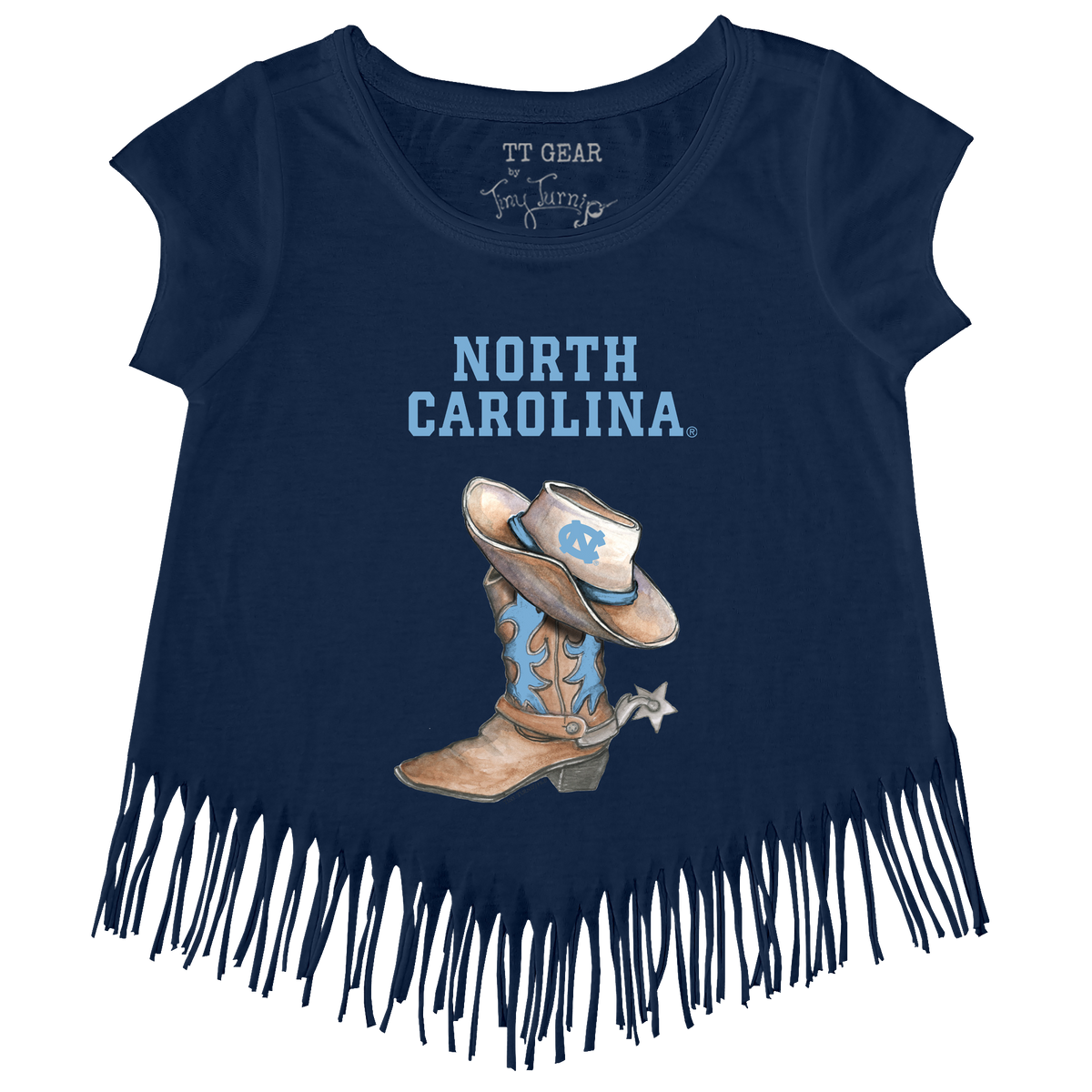North Carolina Tar Heels Cowboy Boot Fringe Tee