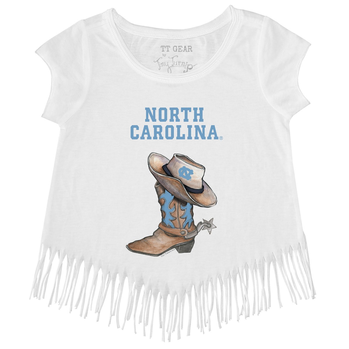 North Carolina Tar Heels Cowboy Boot Fringe Tee