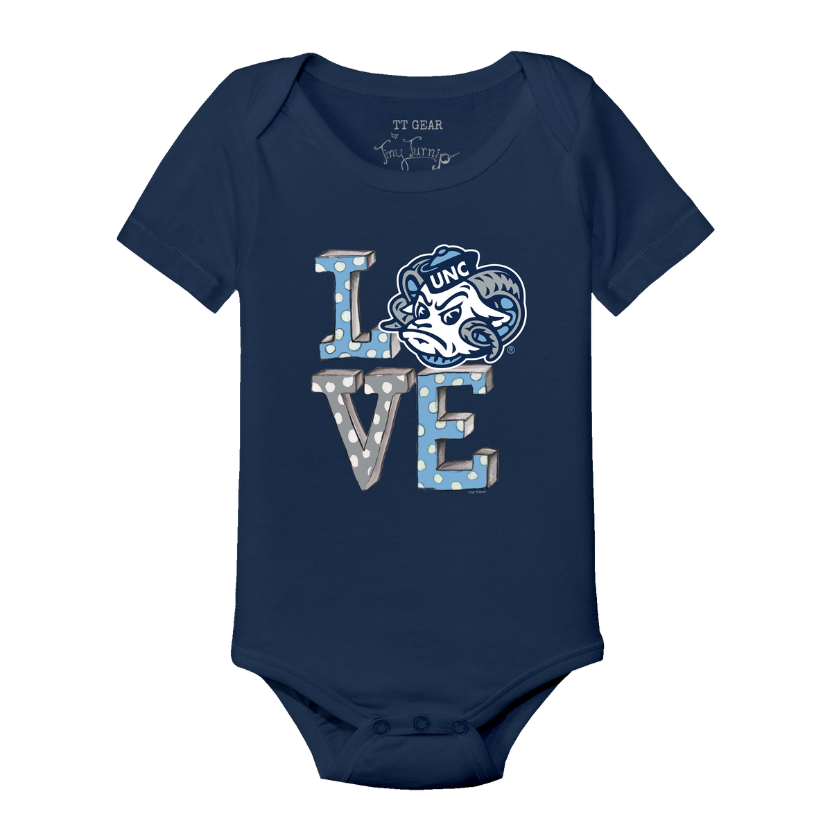 North Carolina Tar Heels LOVE Short Sleeve Snapper