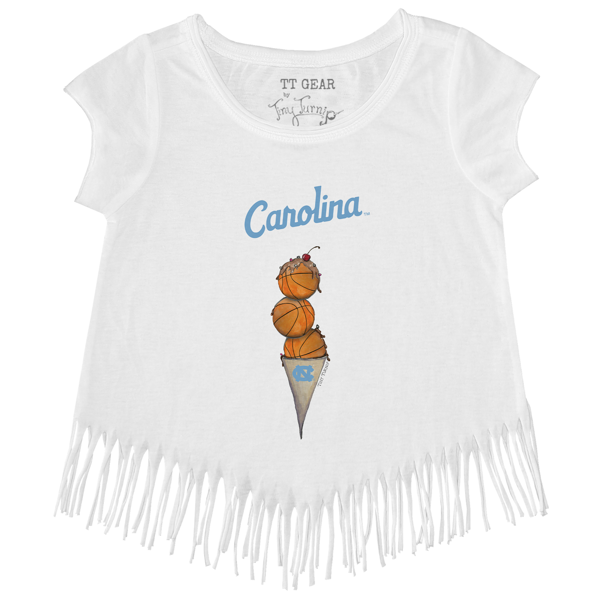 North Carolina Tar Heels Basketball Triple Scoop Fringe Tee