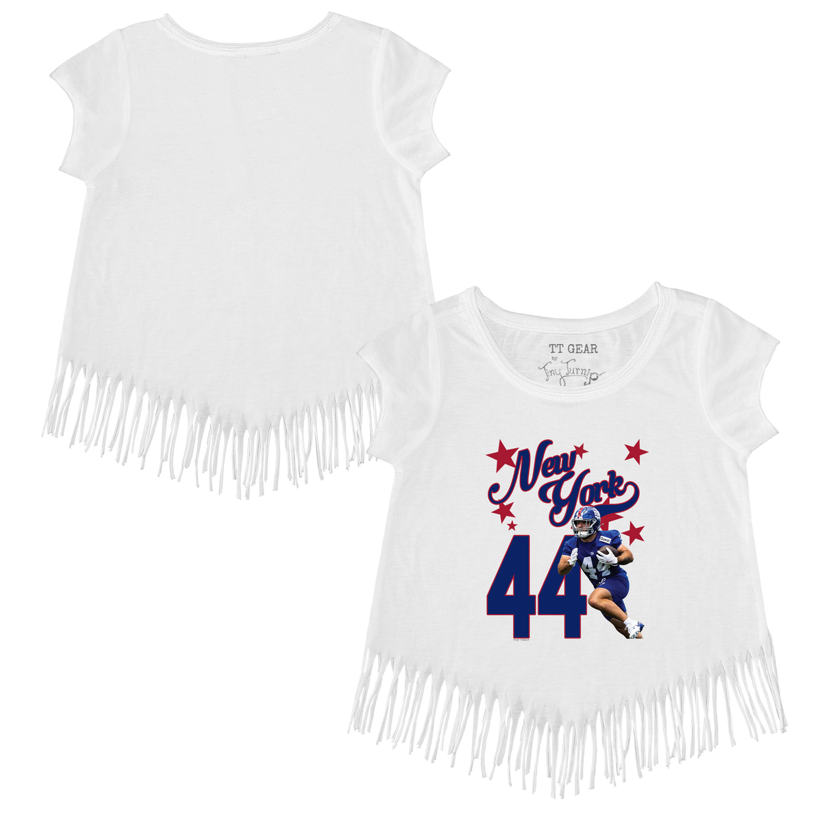 VIP Football: Photo Stars w/ Name, Number - Fringe Tee - Tiny Turnip