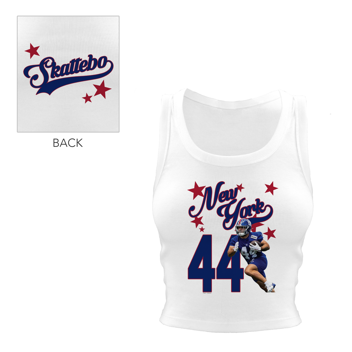 VIP Football: Photo Stars w/ Name, Number - Crop Tank - Tiny Turnip