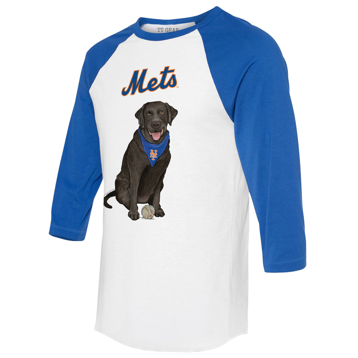 New York Mets Black Labrador Retriever 3/4 Royal Blue Sleeve Raglan