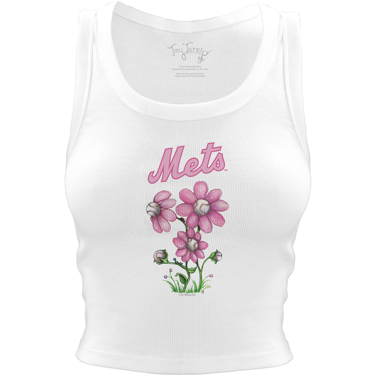 New York Mets Blooming Baseballs Crop Tank - Tiny Turnip