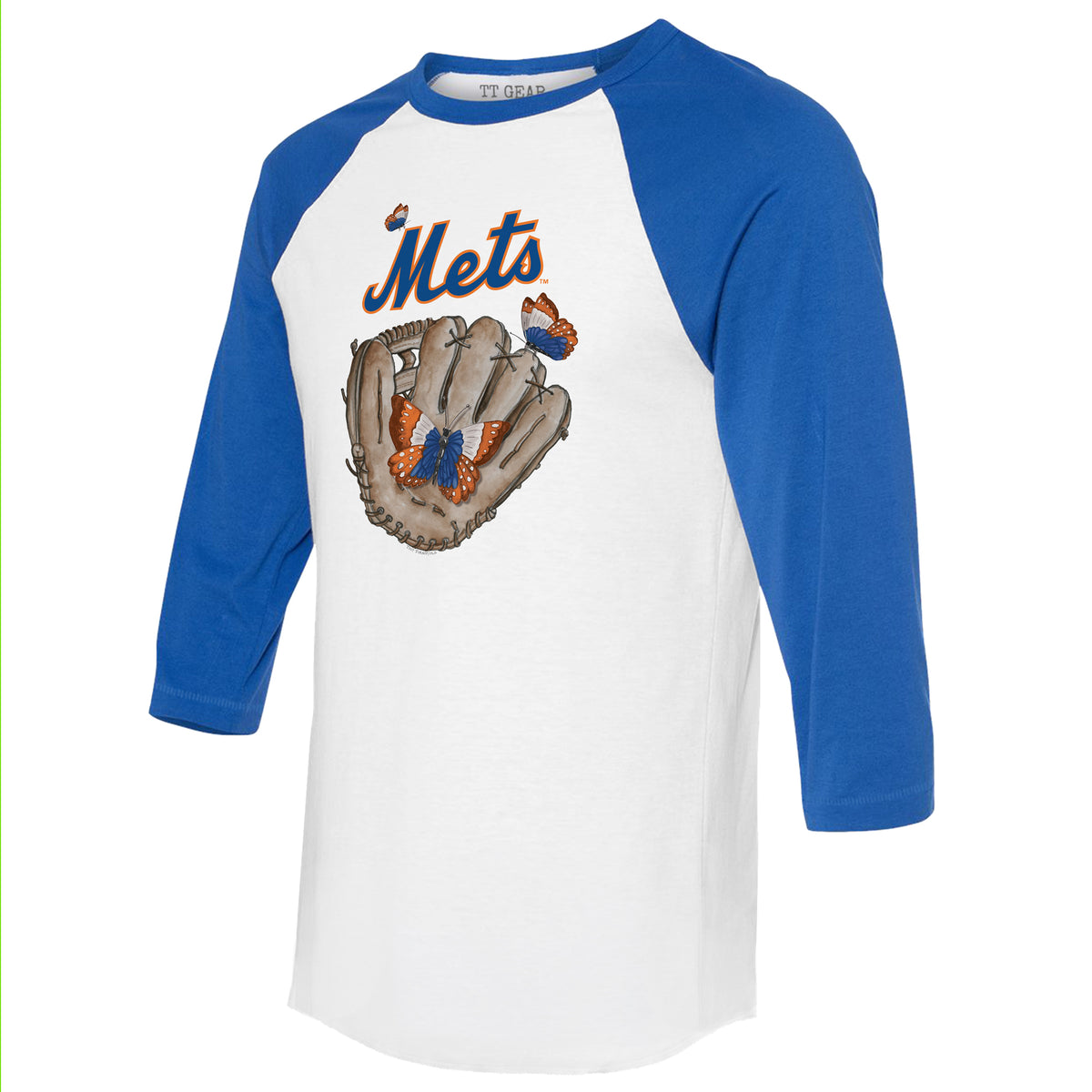 New York Mets Butterfly Glove 3/4 Royal Blue Sleeve Raglan