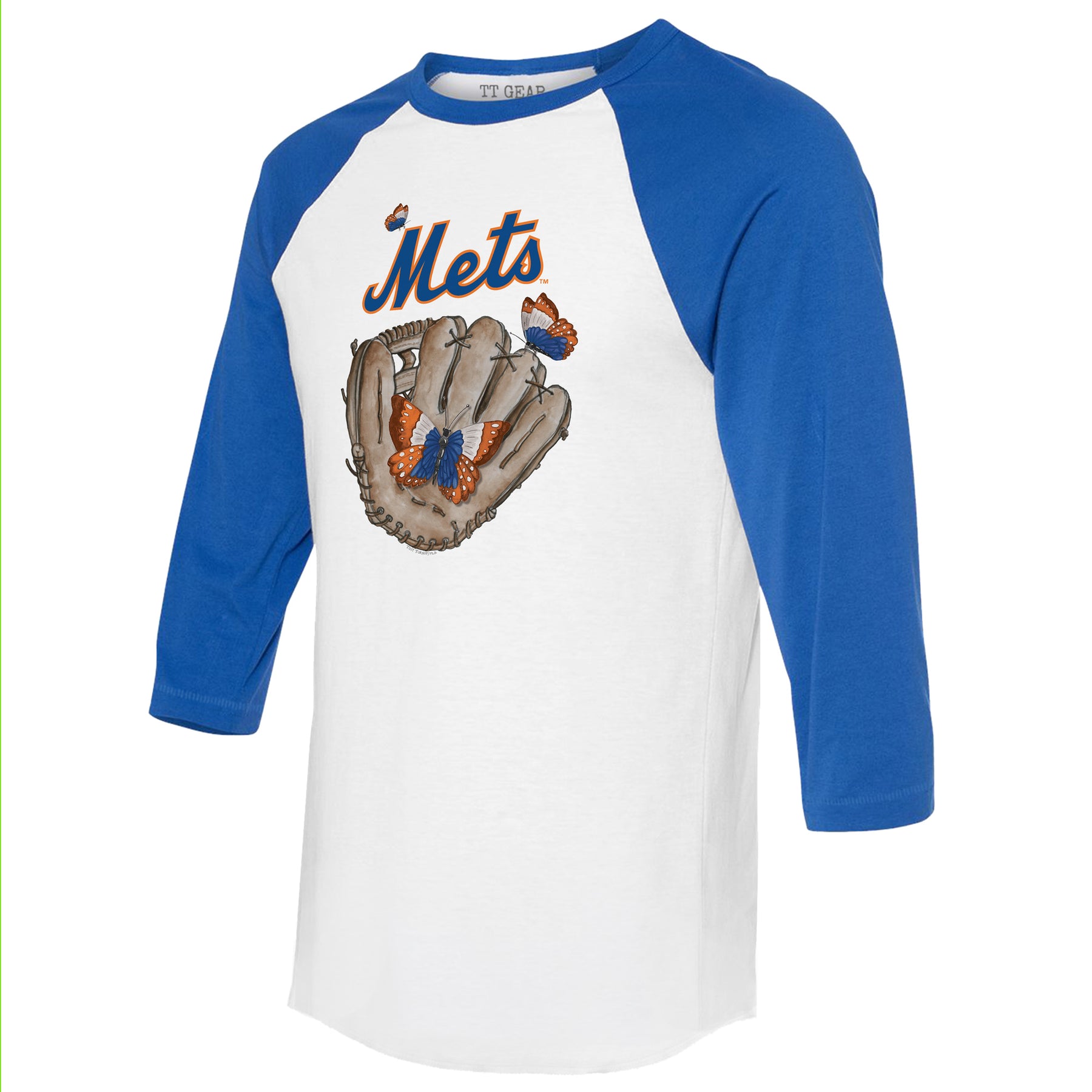 New York Mets Butterfly Glove 3/4 Royal Blue Sleeve Raglan