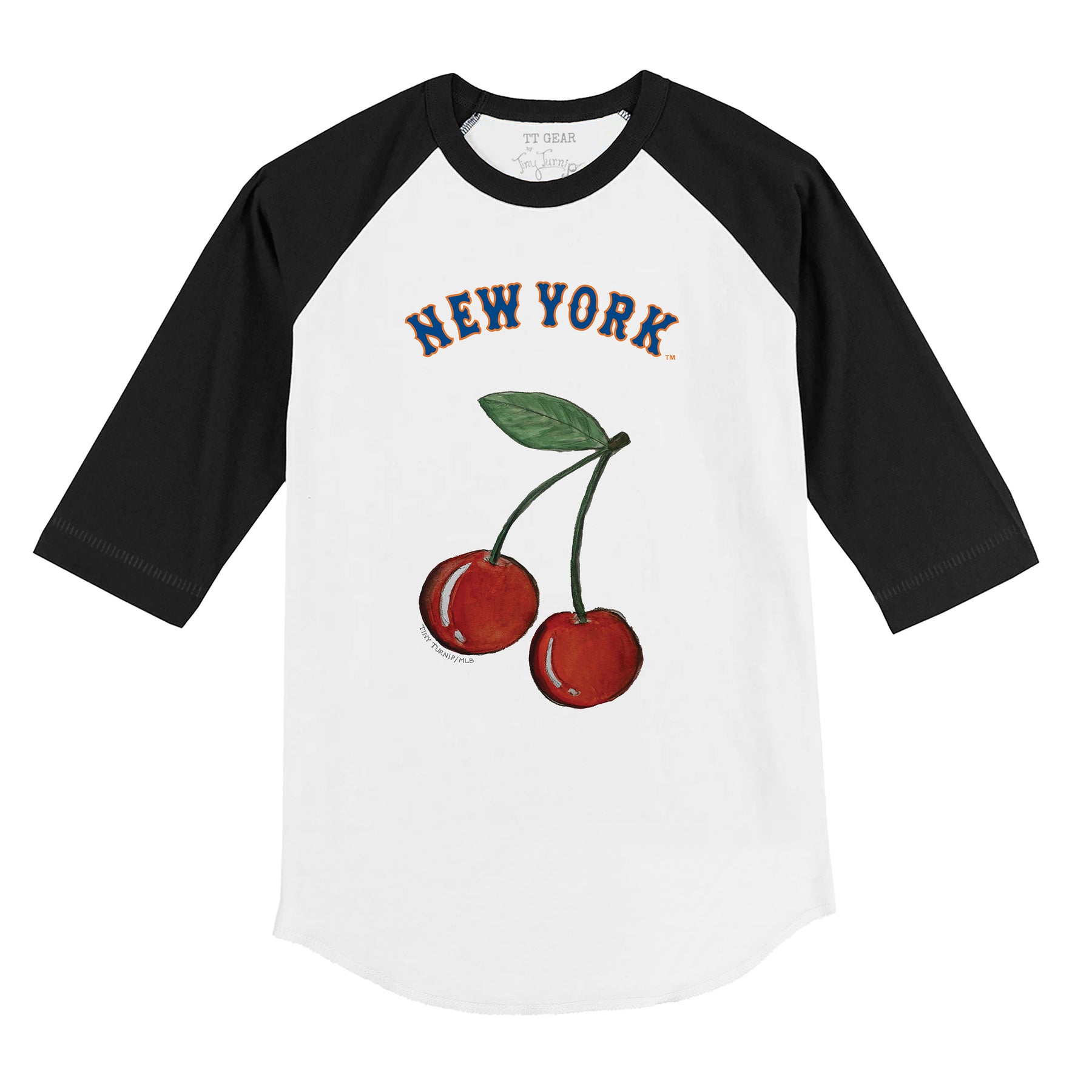 New York Mets Cherry 3/4 Black Sleeve Raglan