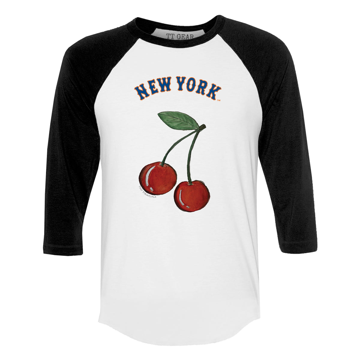 New York Mets Cherry 3/4 Black Sleeve Raglan