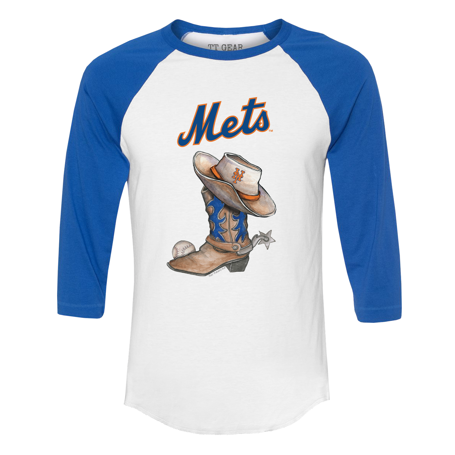 New York Mets Cowboy Boot 3/4 Royal Blue Sleeve Raglan