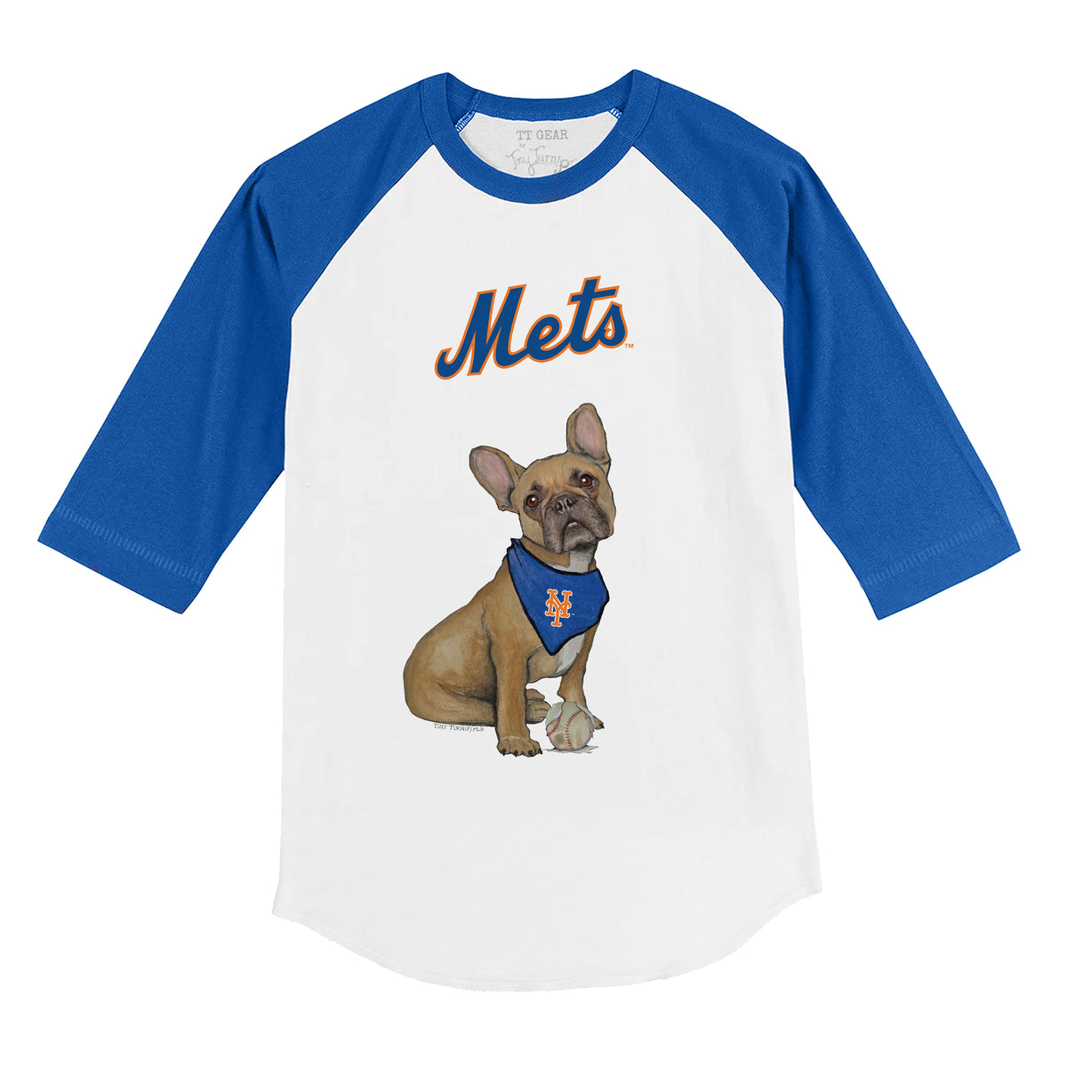 New York Mets French Bulldog 3/4 Royal Blue Sleeve Raglan