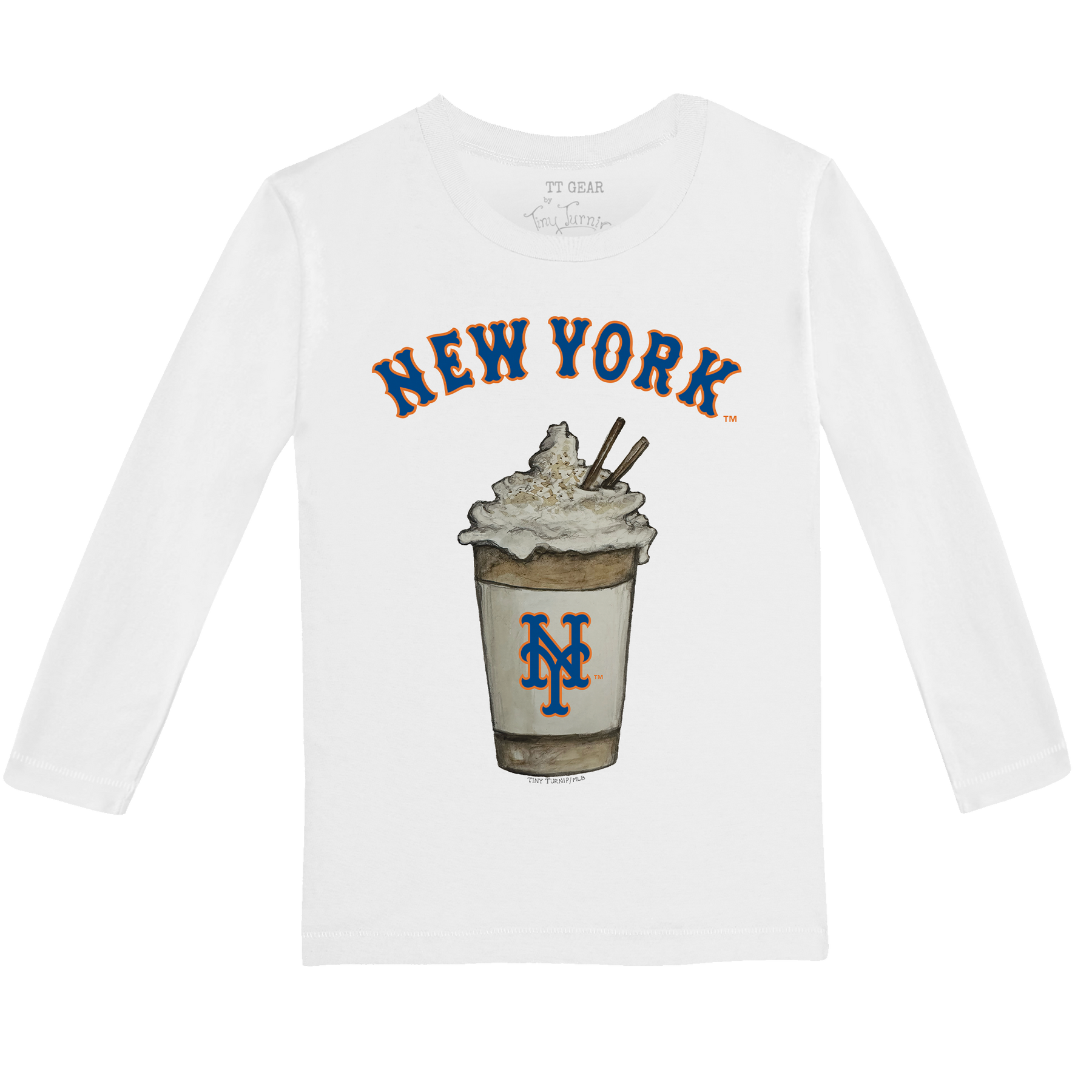 New York Mets Latte Long-Sleeve Tee Shirt