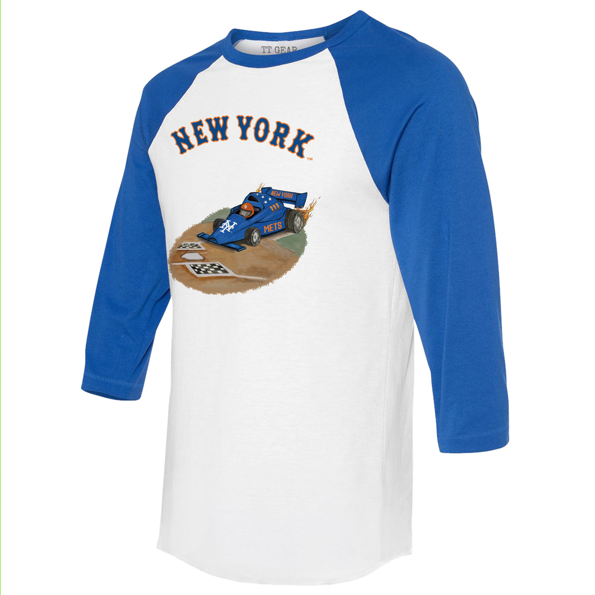 New York Mets Race Car 3/4 Royal Blue Sleeve Raglan