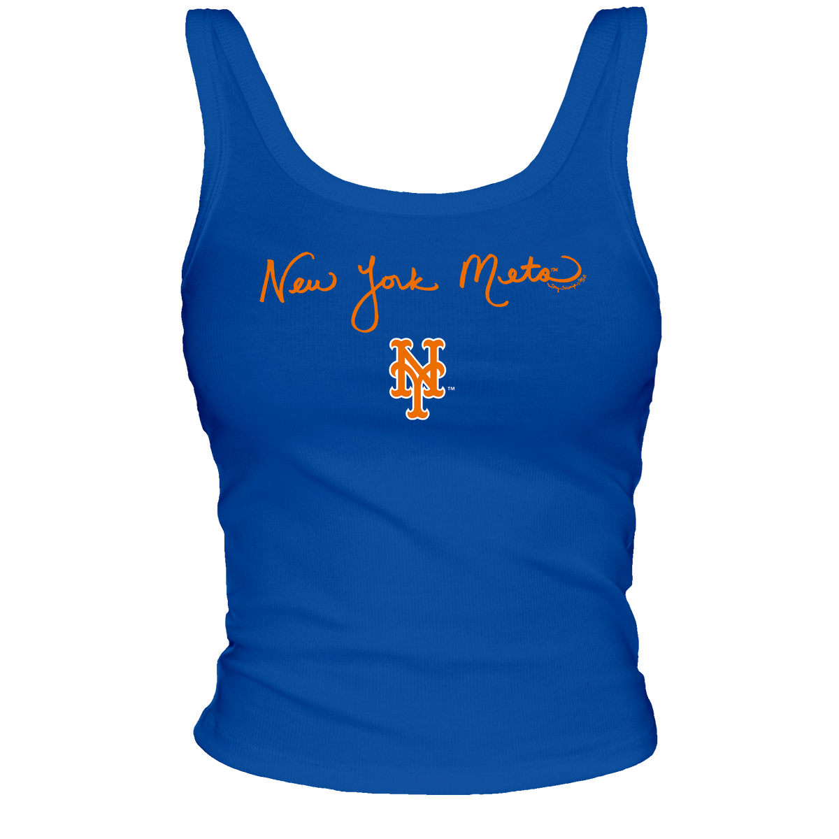 New York Mets Logo Script Ribbed Tank - Tiny Turnip