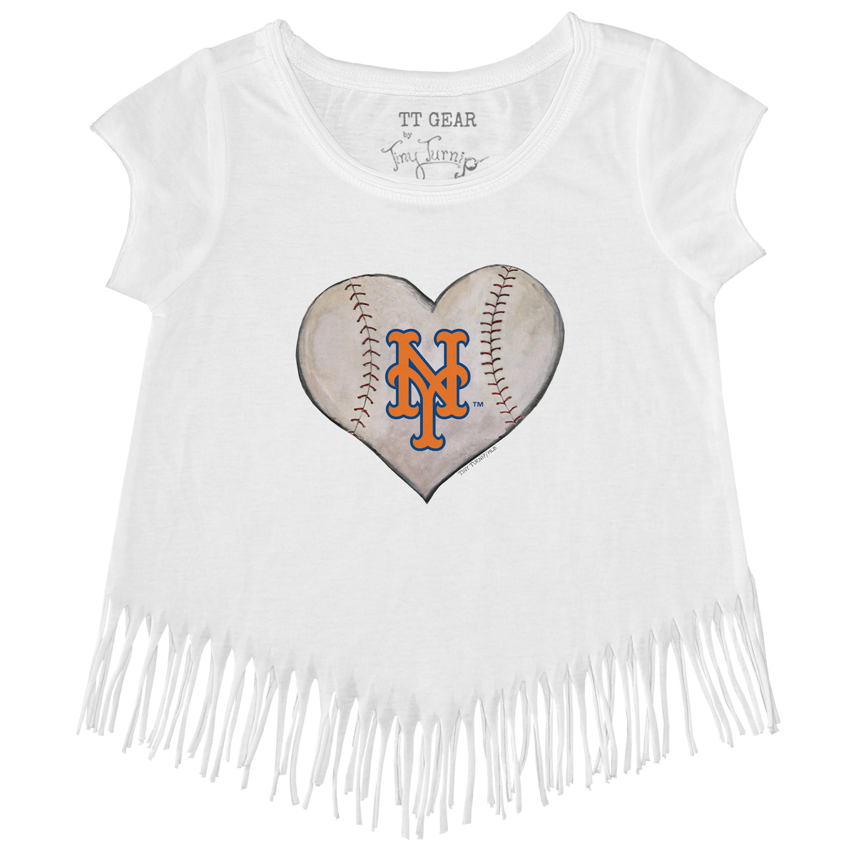New York Mets Stitched Heart Fringe Tee - Tiny Turnip