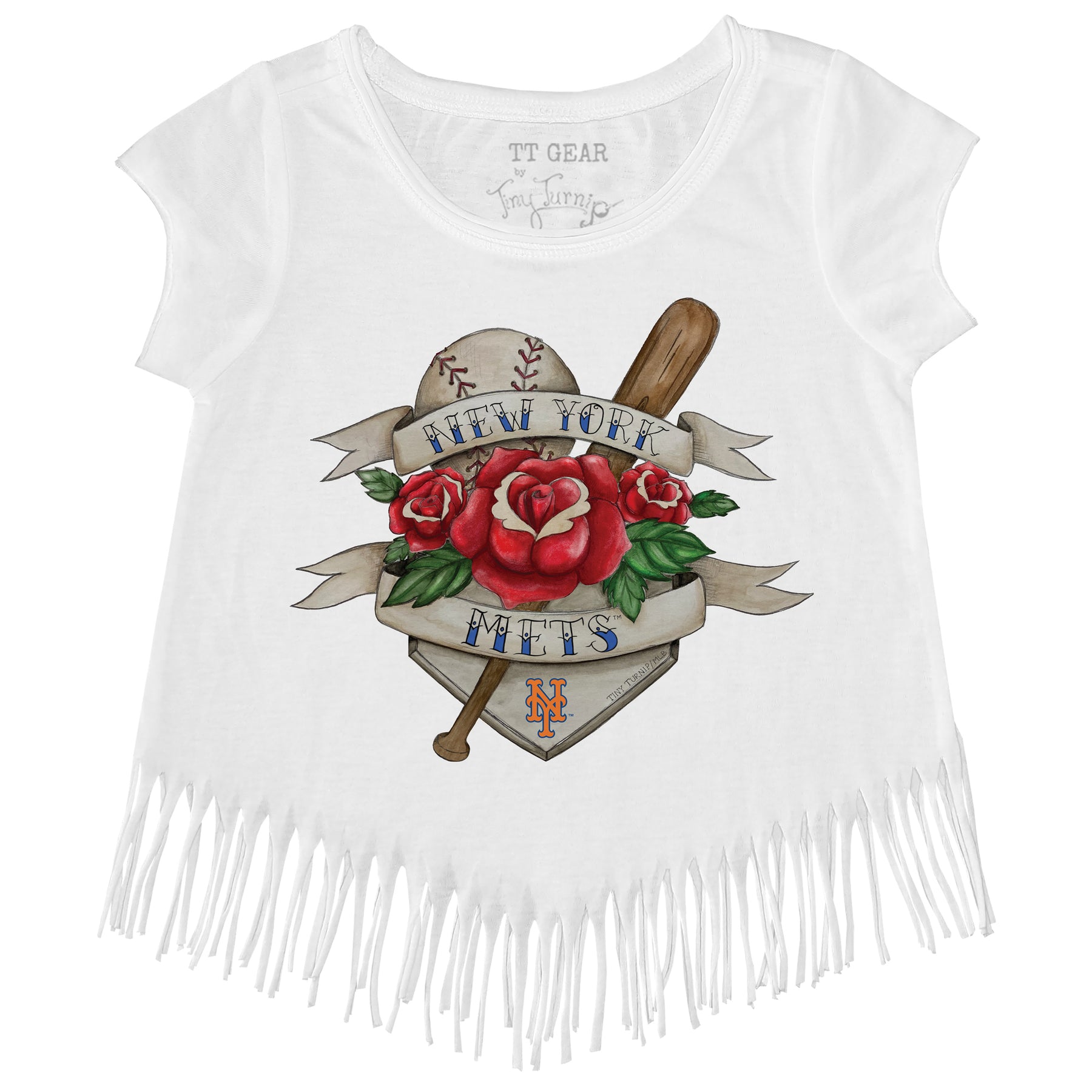 New York Mets Tattoo Rose Fringe Tee
