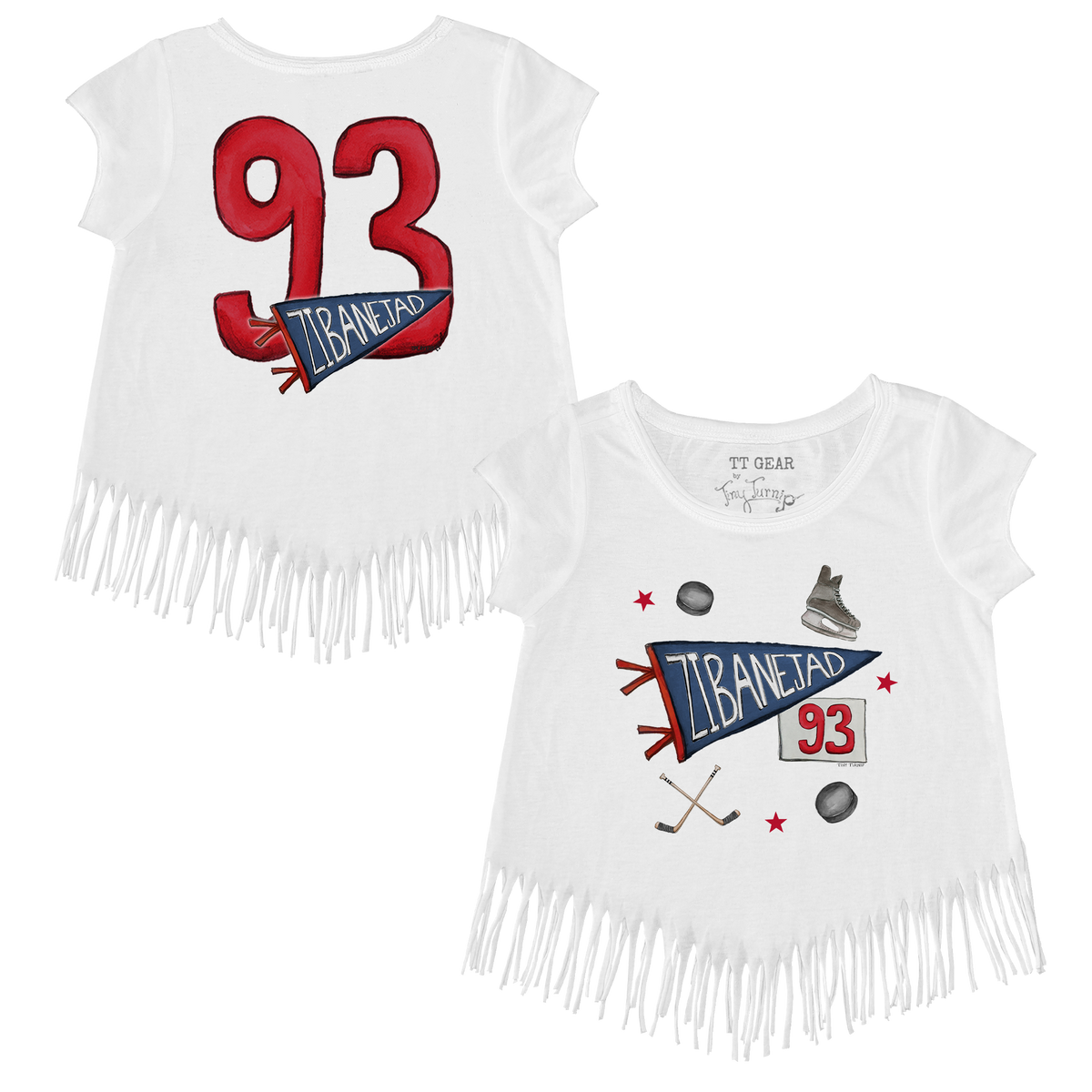 VIP NHL Pennant Collage w/ Name, Number - Fringe Tee - Tiny Turnip