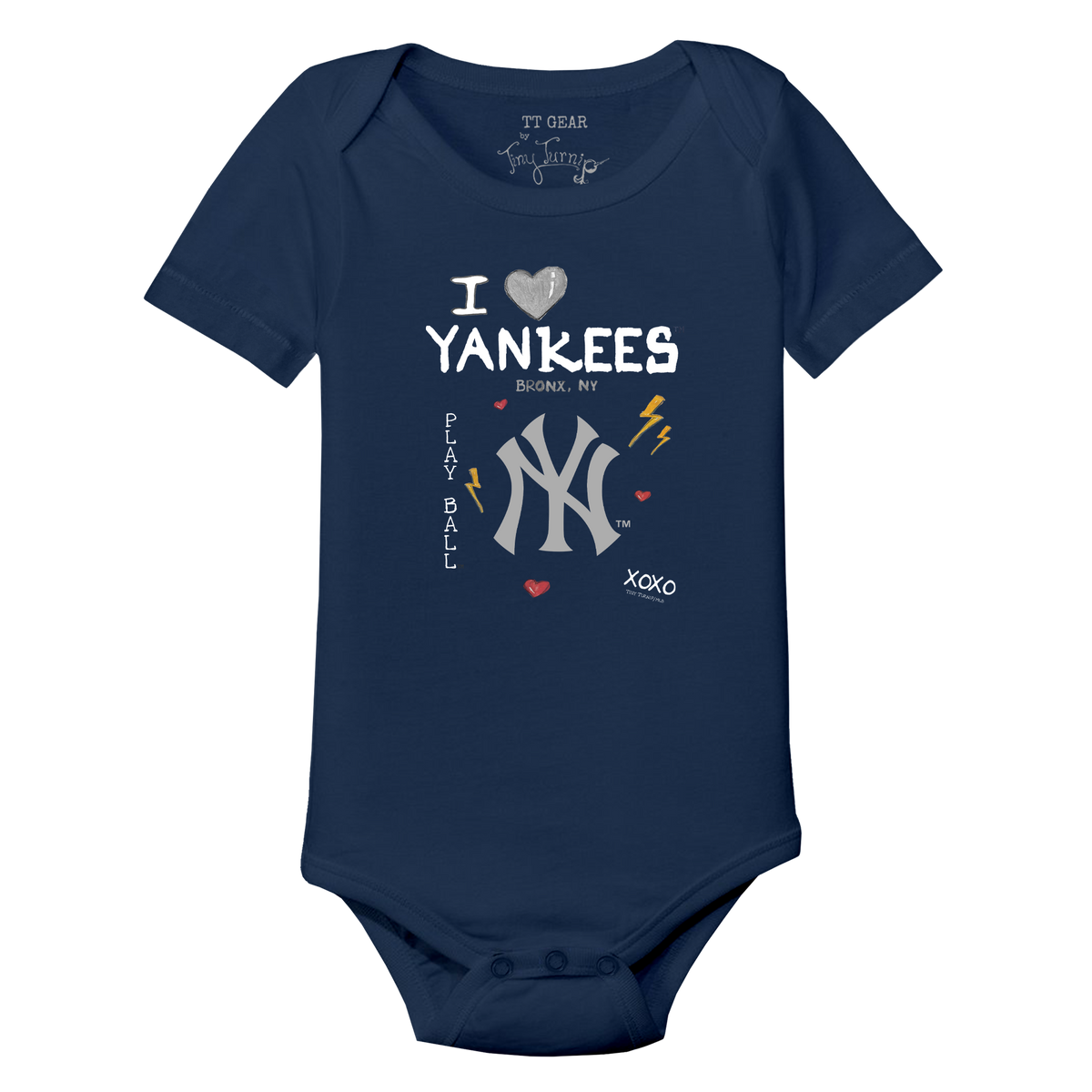 I Heart Yankees Short Sleeve Snapper - Tiny Turnip
