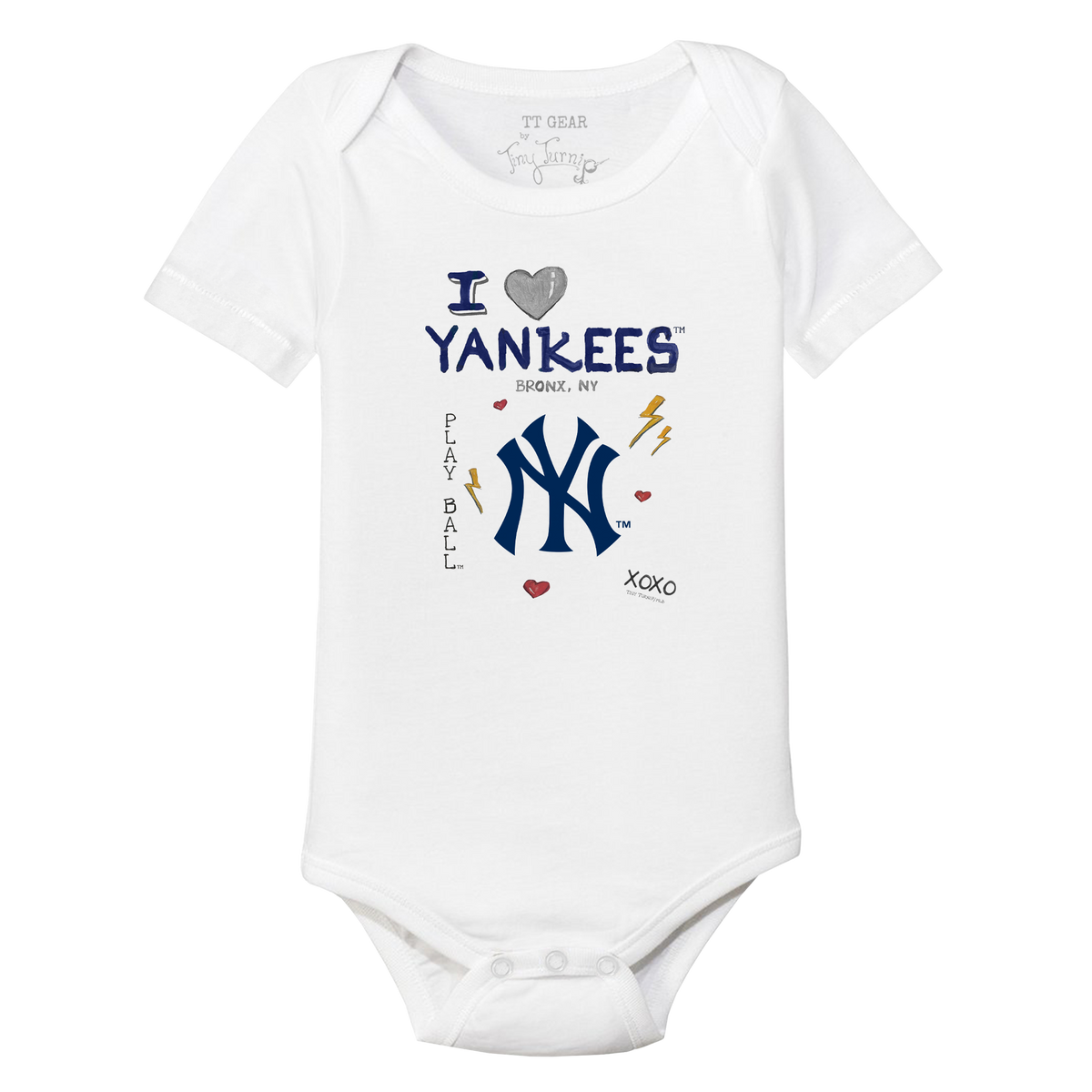 I Heart Yankees Short Sleeve Snapper - Tiny Turnip