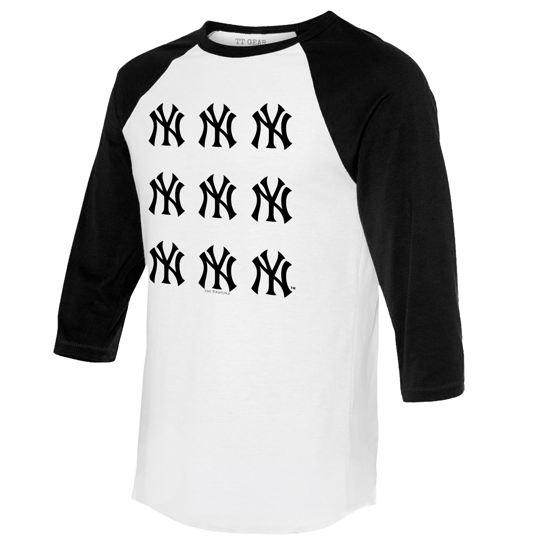 New York Yankees Logo Grid 3/4 Black Sleeve Raglan