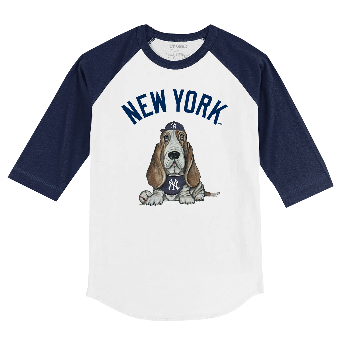 New York Yankees Puddy 3/4 Navy Blue Sleeve Raglan - Tiny Turnip
