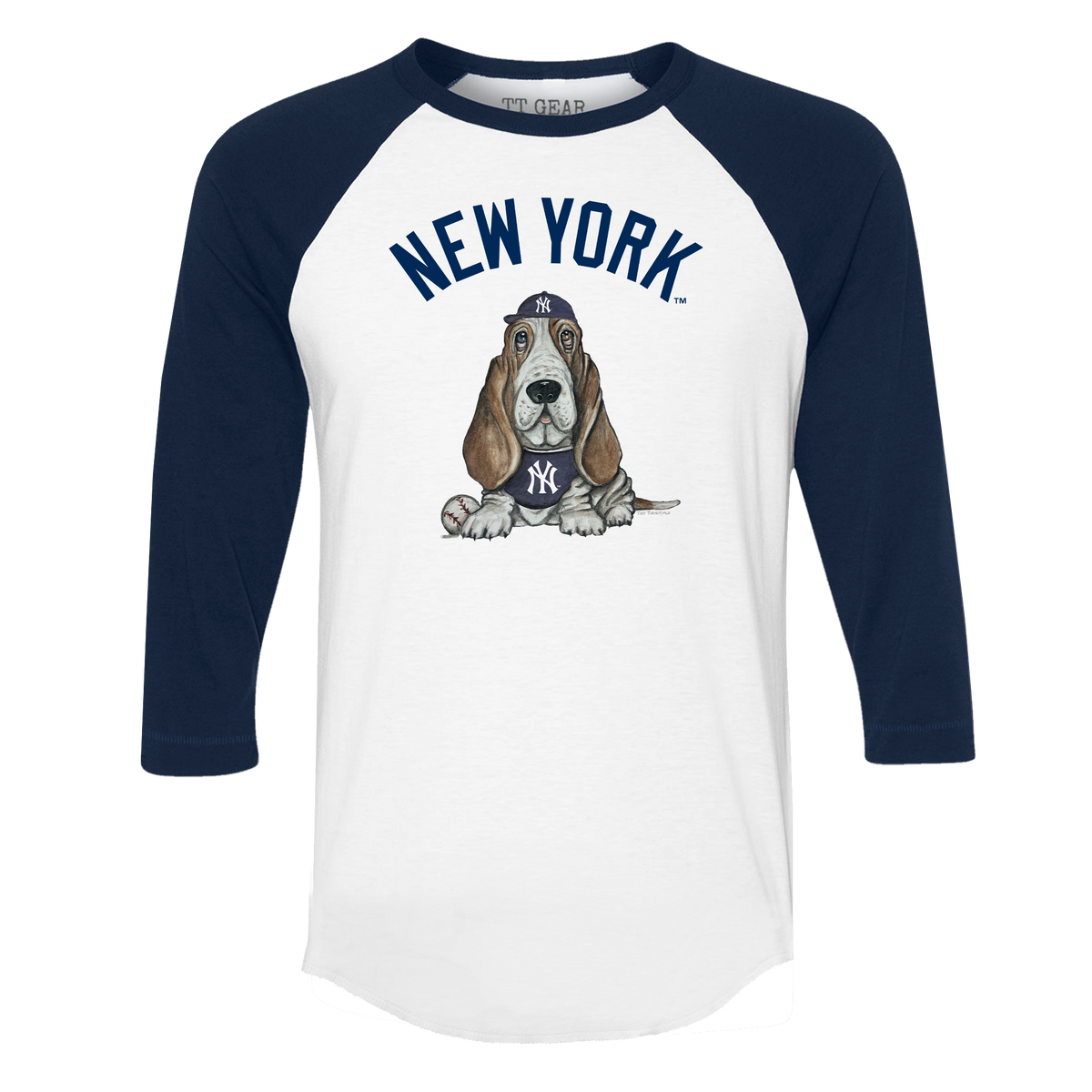 New York Yankees Puddy 3/4 Navy Blue Sleeve Raglan - Tiny Turnip