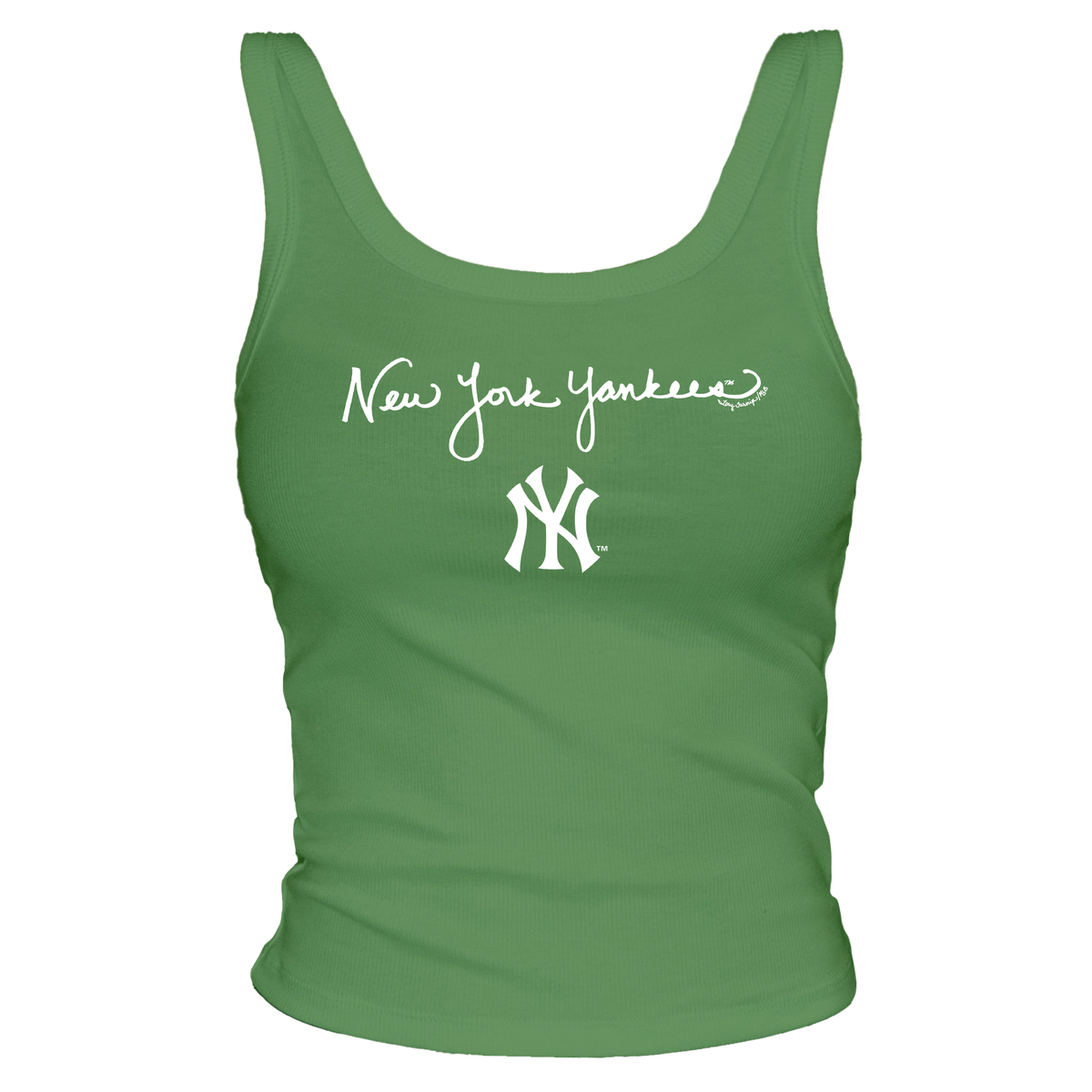 New York Yankees Logo Script Ribbed Tank - Tiny Turnip