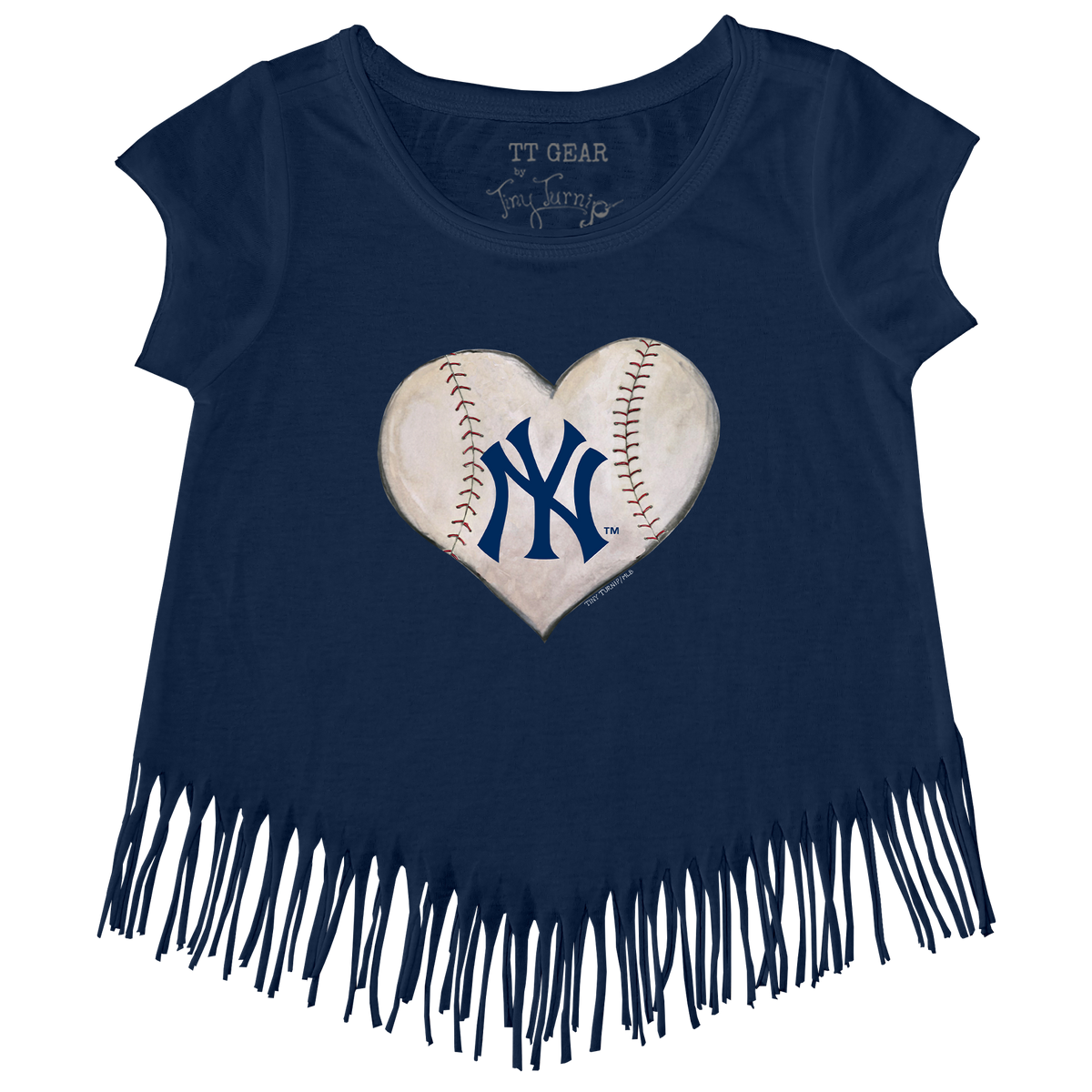 New York Yankees Stitched Heart Fringe Tee - Tiny Turnip