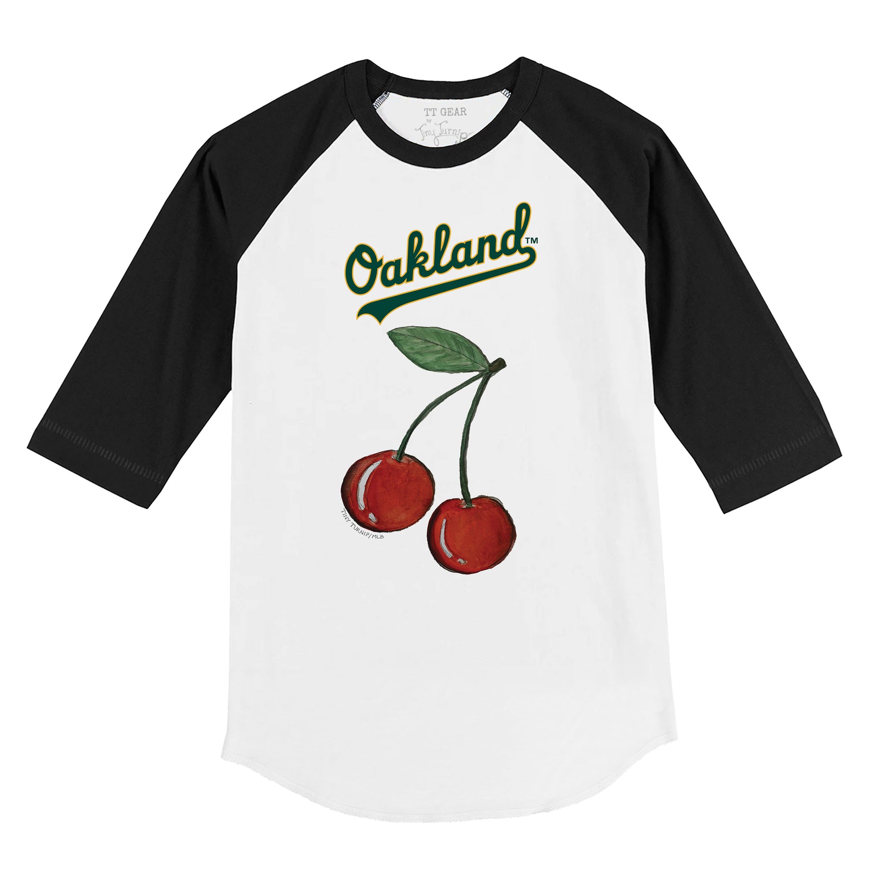 Oakland Athletics Cherry 3/4 Black Sleeve Raglan