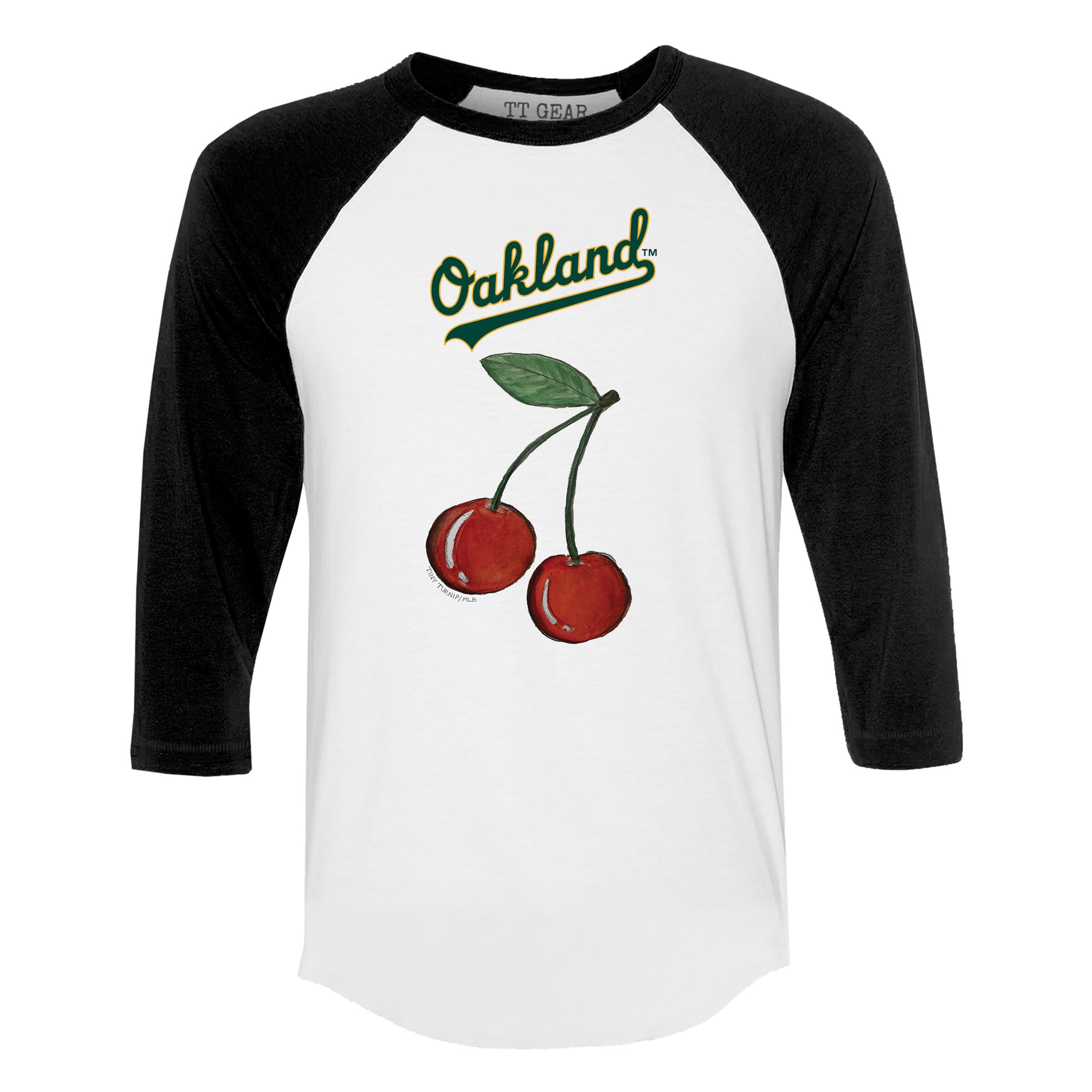 Oakland Athletics Cherry 3/4 Black Sleeve Raglan