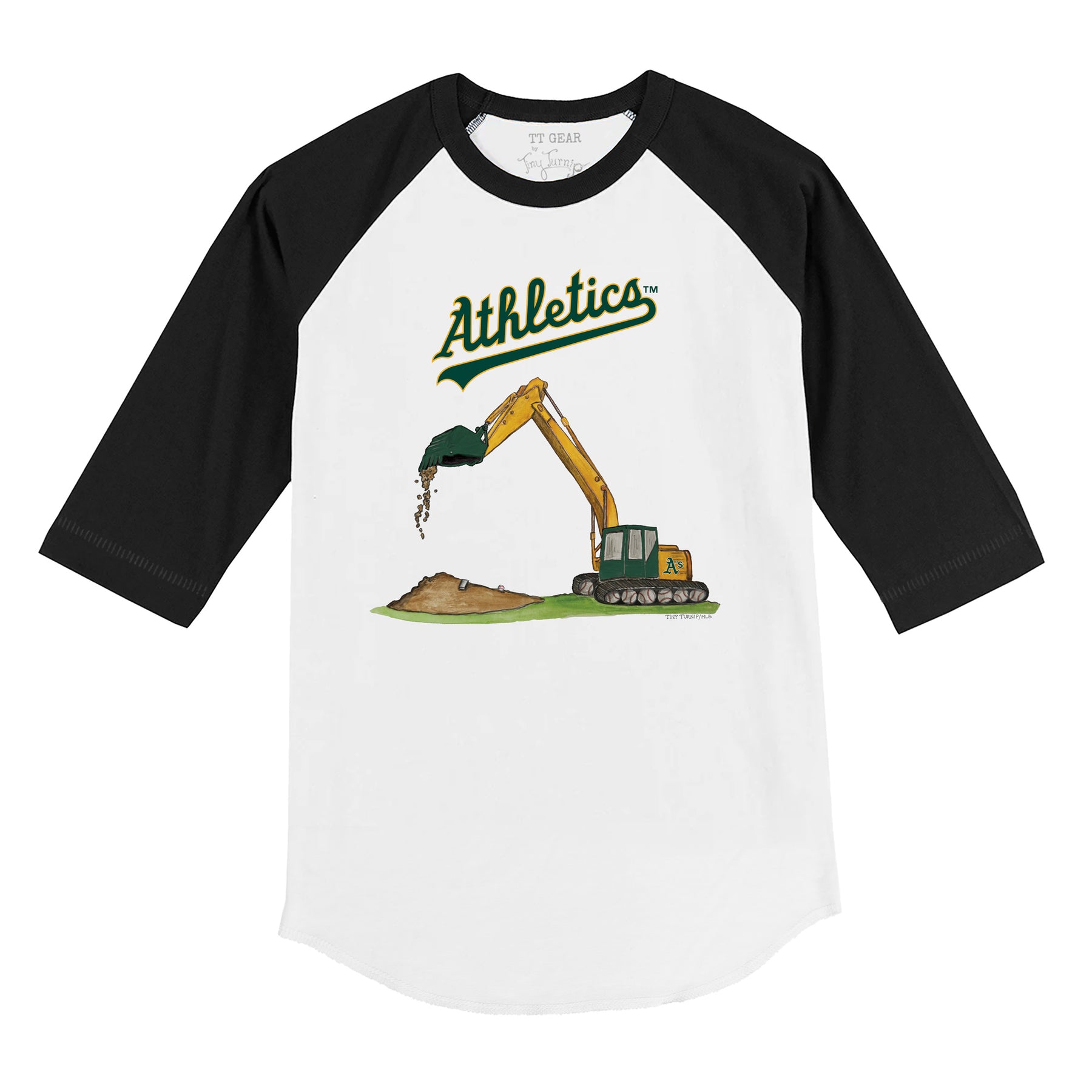 Oakland Athletics Excavator 3/4 Black Sleeve Raglan