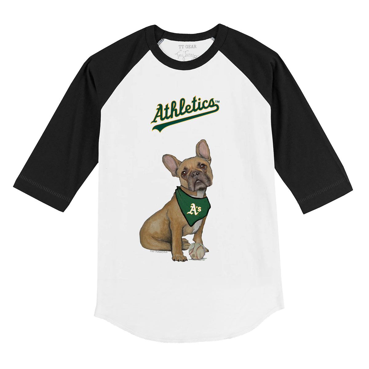 Oakland Athletics French Bulldog 3/4 Black Sleeve Raglan