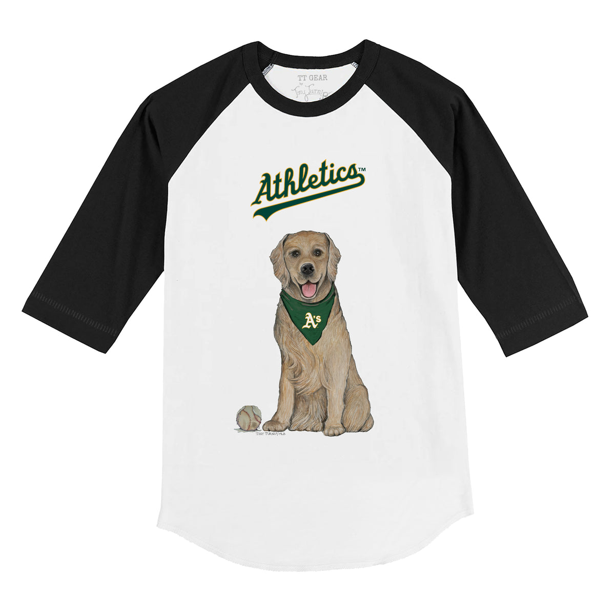 Oakland Athletics Golden Retriever 3/4 Black Sleeve Raglan