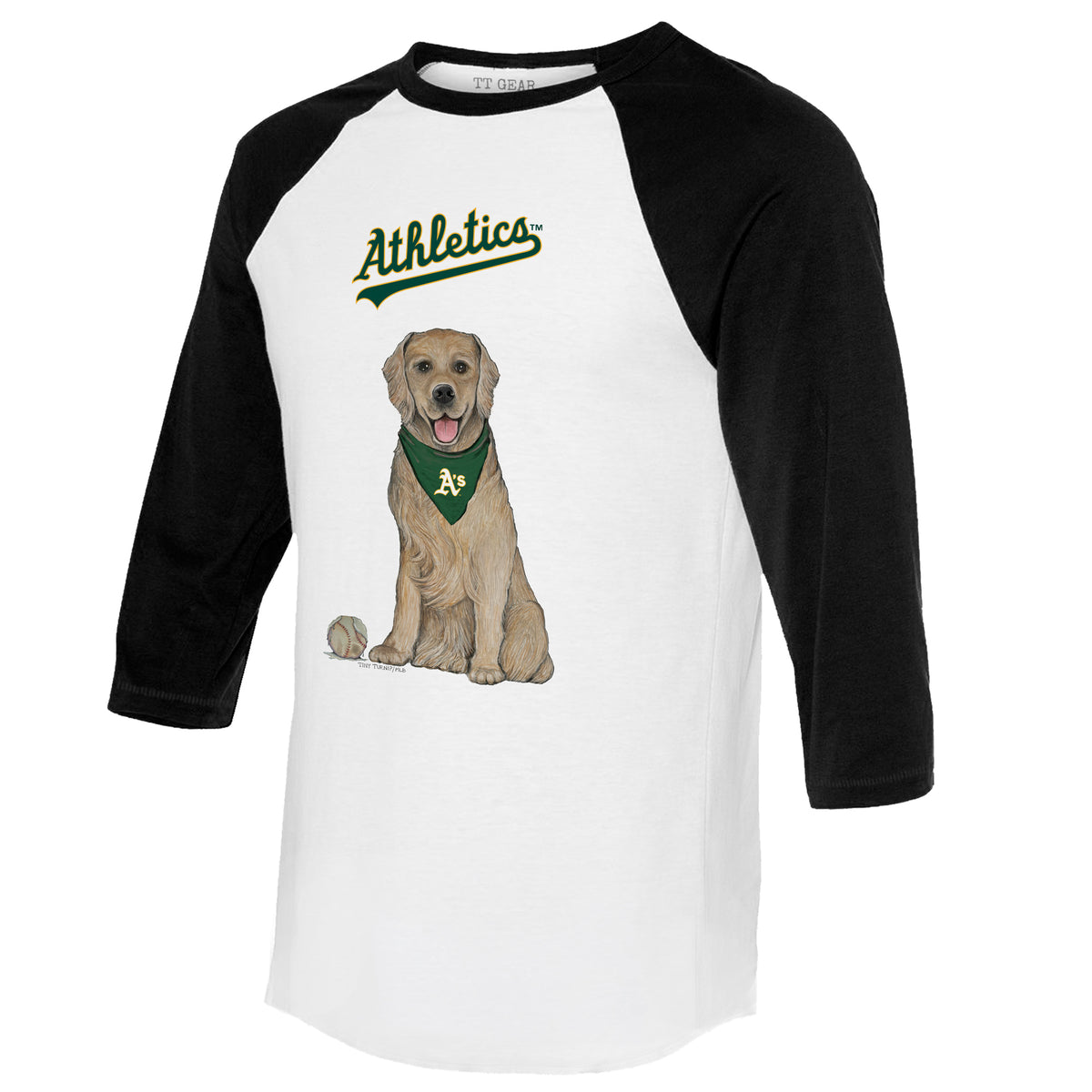 Oakland Athletics Golden Retriever 3/4 Black Sleeve Raglan