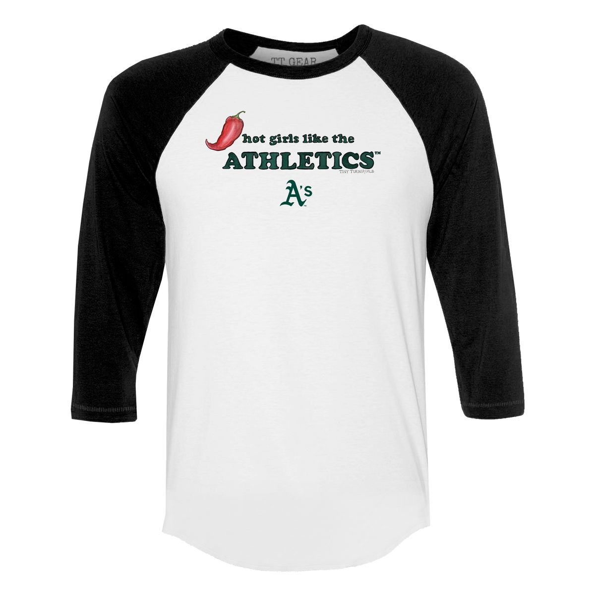 Oakland Athletics Hot Girls 3/4 Black Sleeve Raglan