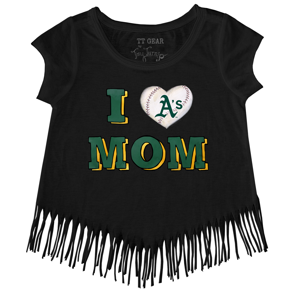 Oakland Athletics I Love Mom Fringe Tee