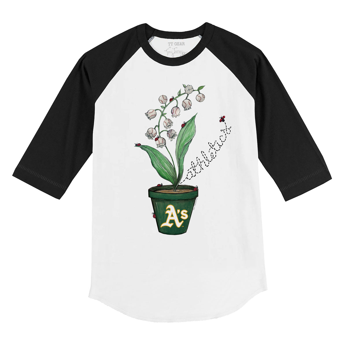 Oakland Athletics Ladybug 3/4 Black Sleeve Raglan